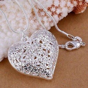 Sterling Silver Floral Filigree Heart Necklace